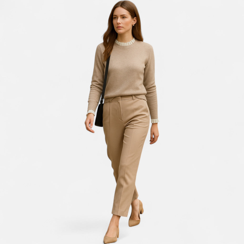 Avérron | Women’s Lettuce-Trim Crew-Neck Sweater