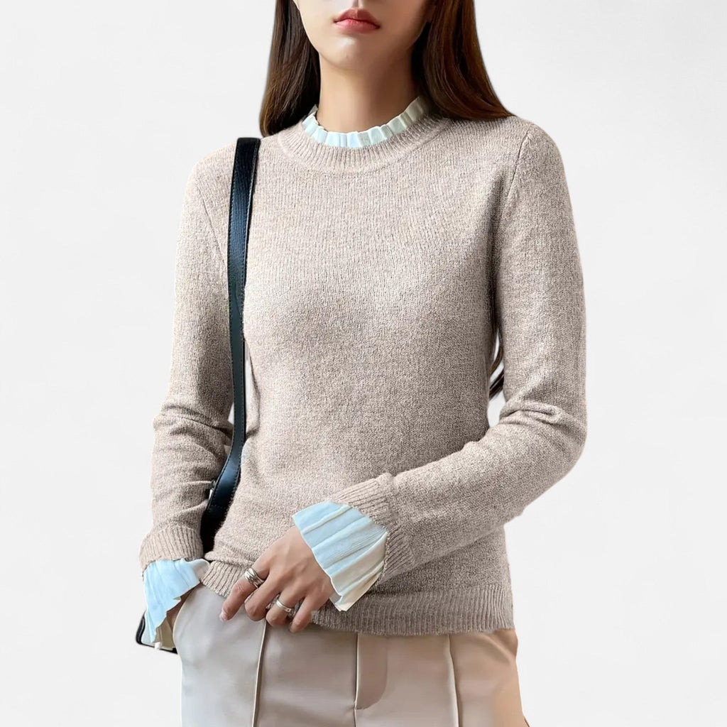 Avérron | Women’s Lettuce-Trim Crew-Neck Sweater