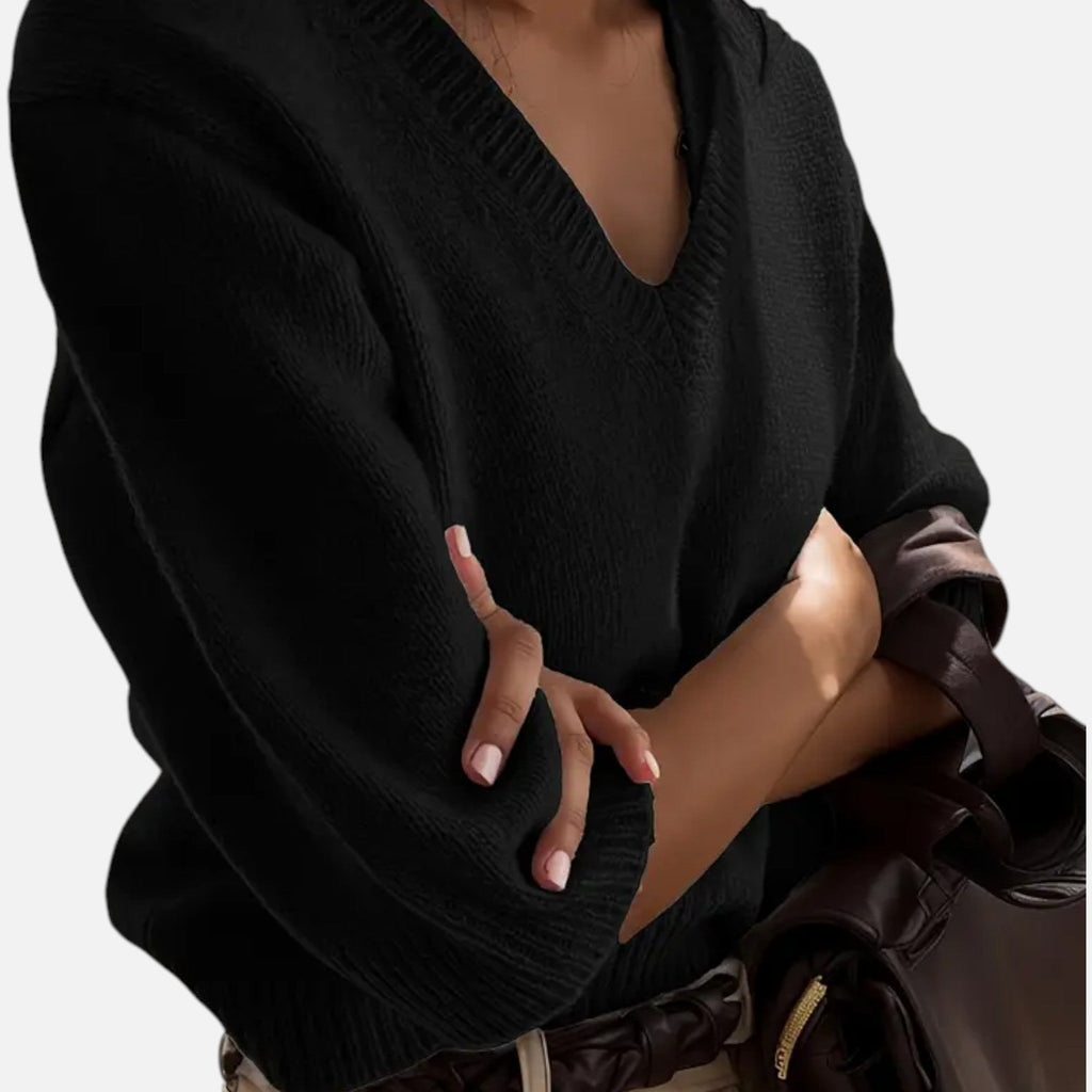 Avérron | Women’s V-Neck Rib-Knit Short-Sleeve Sweater