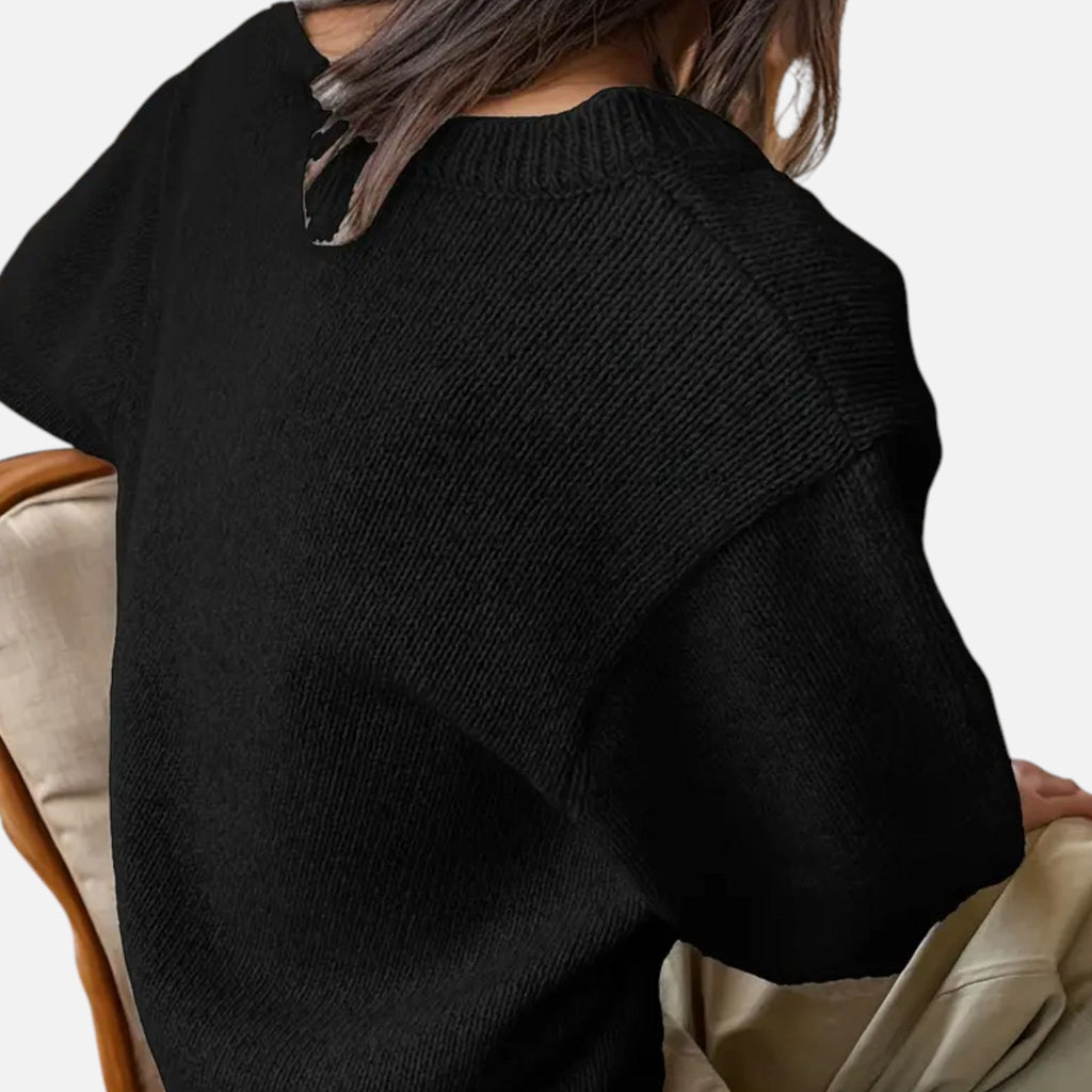 Avérron | Women’s V-Neck Rib-Knit Short-Sleeve Sweater